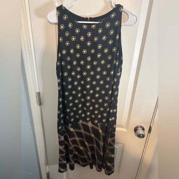 Etro Black Midi Dress with Yellow and Green Accents size 46/ us 10 EUC